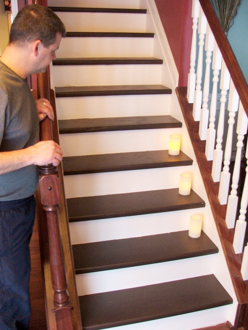 Picture of: Remodelaholic  Under $ Carpeted Stair To Wooden Tread Makeover DIY